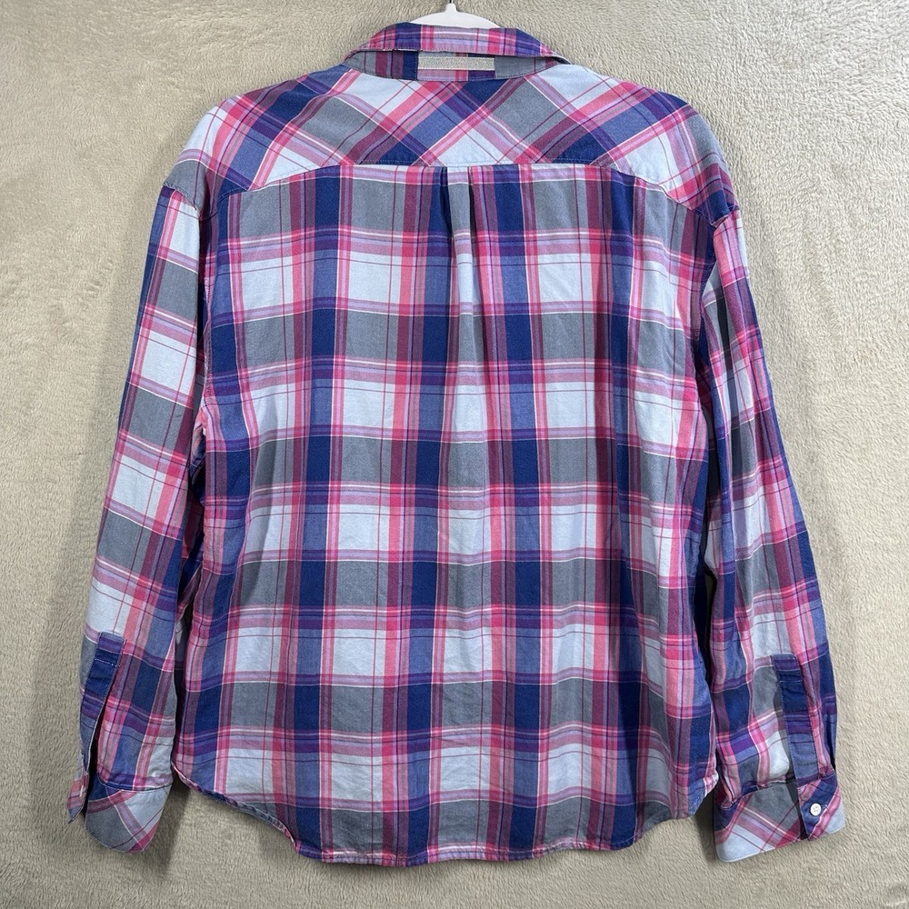 Tommy Bahama Button Front Plaid Shirt Women's M Pink Blue Tencel Casual - Picture 6 of 7